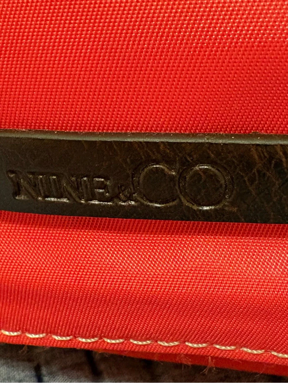 Nine & Co. Pink Red Crossbody with Brown Trim